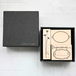  4月リリースメープル台木スタンプ3点セット(オーバル飾り枠/アンティークサイン/ハッピーフラワー)