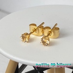 シトリン 3mm サージカルステンレス製 ピアス ゴールドカラー