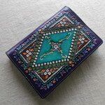 文庫サイズブックカバー　拭き染め＆刻印  牛革