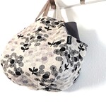 ▼ぽってりバッグ▼北欧テイスト／nordic flower(ナチュラル×モノトーン)×cotton linenキャンバス(ナチュラル) 
