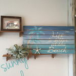 ウッドサインプレート ウッドボード パームツリー 海 life is better at the beach  ウッドプレート