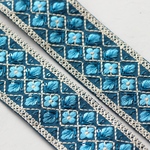 インド刺繍リボンᢂシルクリボン【セルリアンブルー】刺繍リボン 刺繍リボン トリム ブレード ジャガードリボン チロリアンテープ レース チュールレース