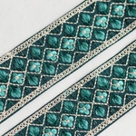 インド刺繍リボンᢂシルクリボン【ビリジアン 】刺繍リボン 刺繍リボン トリム ブレード ジャガードリボン チロリアンテープ レース チュールレース