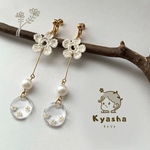 kobana＊小花のレース編み【アイボリー】イヤリング/ピアス