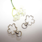5個 桜 ナスカン 36×28mm ホワイトゴールド キーホルダー金具  アクセサリーパーツ 【T062】