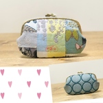 1点のみ　ミナペルホネンhandmade パッチワーク横長がま口ポーチ　財布　通帳入れ　マルチポーチ