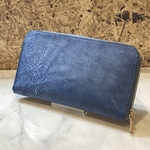 　長財布　ハンドメイド　イタリアン　レザー　アラスカ　ブルー　本革　水色