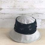 リネンクロッシェ・北欧風ボタニカル刺繍・生成り×黒