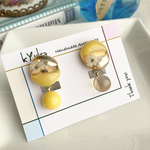 ゴールド×イエロー　アシンメトリーイヤリング