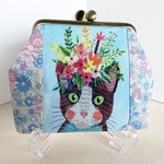 ＊sale＊花かんむり猫ちゃん柄のがま口ポーチ