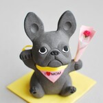 【受注制作】母の日カーネーション花束の招き犬(フレンチブルドッグ・ブラック)●ご注文前にメッセージで納期をご確認ください。