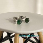クロムダイオプサイド 4mm カボション サージカルステンレス製 ピアス