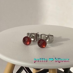 ガーネット 4mm ローズカット サージカルステンレス製 ピアス
