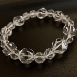 宝石質クリスタル☆天然水晶のブレスレット☆20面変形カット12×10×10mm・多面特殊カット8mm