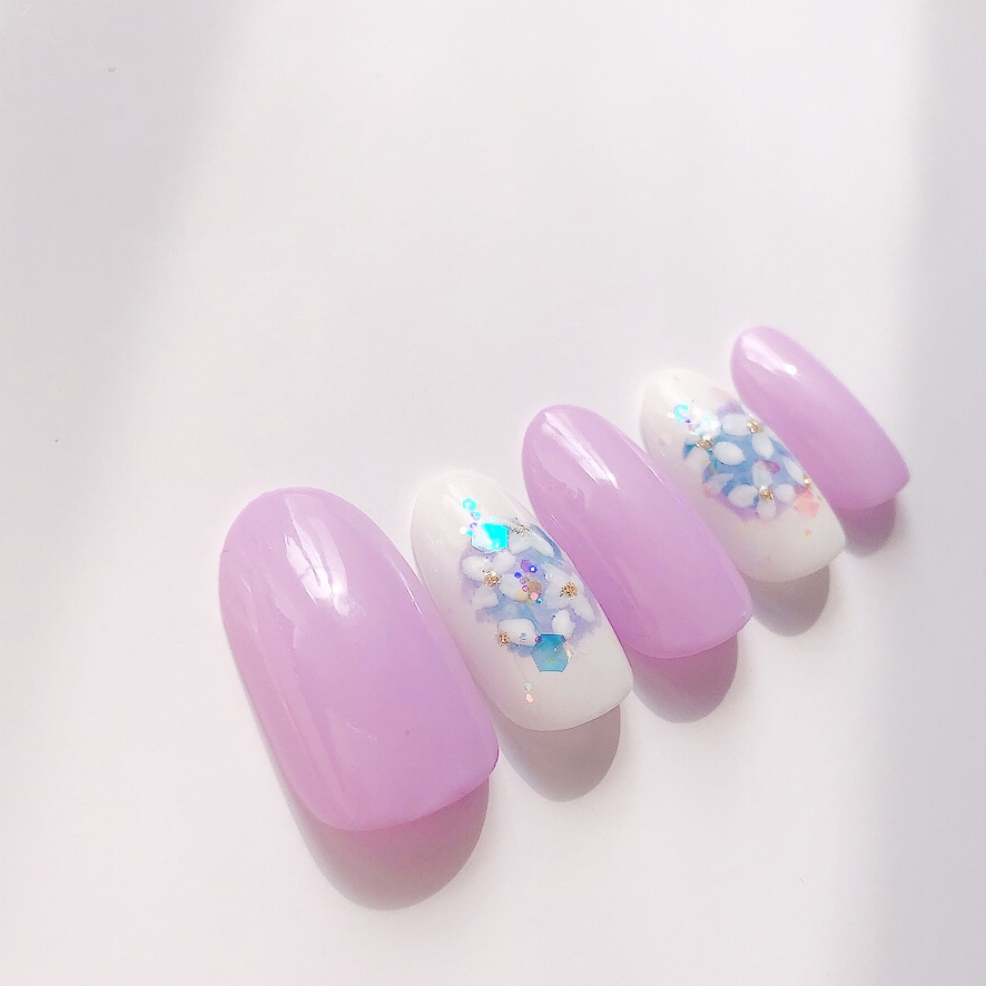 再販ラスト1点【特集掲載】ネイルチップ◇紫陽花ネイル 手描きアート