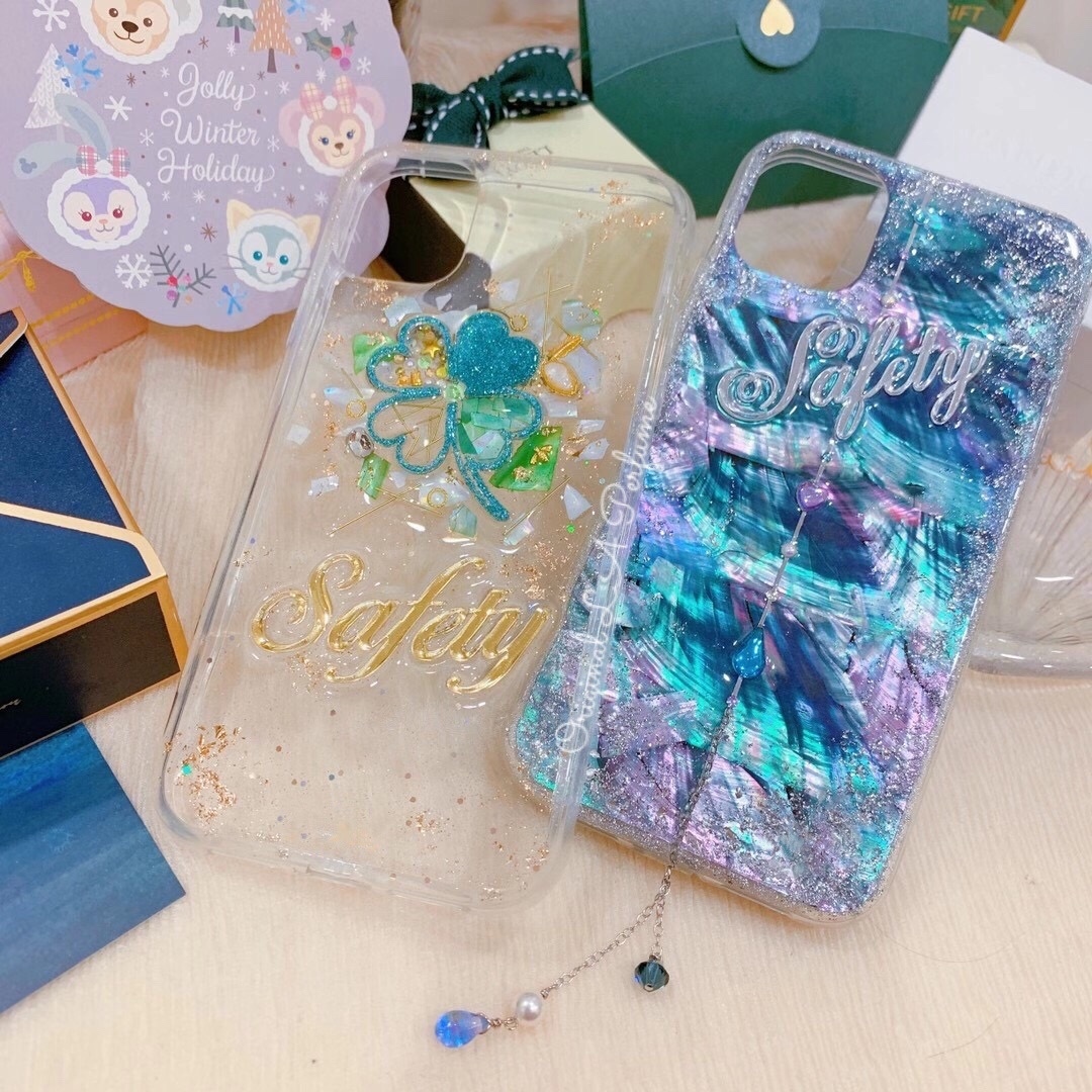 名前入り♡キラキラシェルフラワー✨淡色✨フレーク♡Androidケース