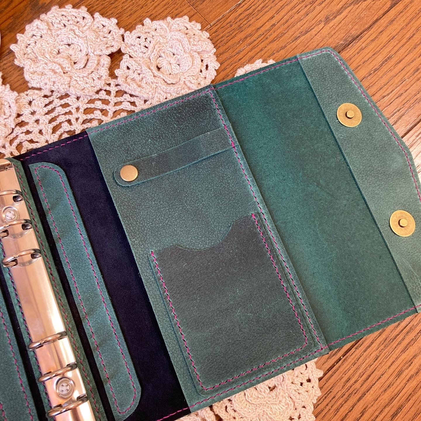 ご確認用　バイブルサイズ　システム手帳　フルカバー　牛ヌメ革　青緑　牛革　本革 ご確認用 バイブルサイズ システム手帳 フルカバー 牛ヌメ革 青