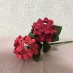 ちりめん細工:紫陽花(ピンク系)