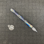【受注製作 完成まで約2週間】 ステンドグラス レインボーダイクロ ブルー ガラスペン 改良版2 