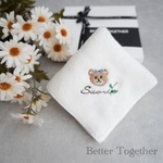 🌼デイジーベアface🌼 名入れ刺繍今治タオルハンカチ