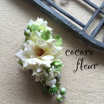 スプレーバラホワイトcorsage コサージュ＆ヘアーアクセサリー入学式 卒業式 結婚式（2way）#0037