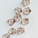 【4pcs purple  pink#31-4】クリアフラワーシェルカボション