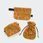 【母の日限定】《kimono》 つむぎ の いろいろ ポーチ 3点 セット（ からし色 ）