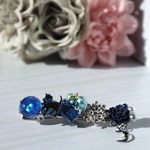 にゃんこと月のヘアアクセサリー ブルー C605