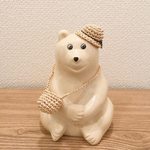 しろくま貯金箱 ポシェットと麦わら帽子set(ナチュラル)