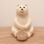しろくま貯金箱　かごバッグ(ナチュラル)