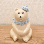 しろくま貯金箱　ふりふり襟set(ブルー)
