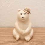 しろくま貯金箱　麦わら帽子(ナチュラル)