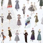 レトロ 女の子 フレークシール 40枚set 《black》[F460]