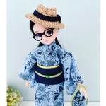 リカちゃん服  浴衣 【蔦花×濃紺】 リカちゃん着物