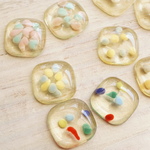 B級品sale 20個 5色4個ずつ レジンカボション 16×16×4.5mm  ドット