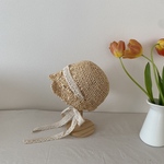 【sale】【即納】洗える&折りたためる　ボンネット風麦わら帽子