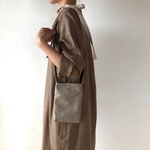 リボン ショルダー スマホ バッグ・スマホ ケース　帆布  スモーキーベージュ 