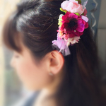 春の鮮やかアネモネのバレッタ