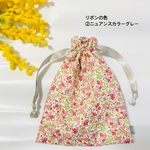 【Ｍ】小さな花の巾着袋（赤）