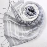 さらふわ涼やかボーダー＊銀鼠色×白色＊シルクストール