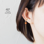 送料無料 orange flower* ロングチェーン イヤーカフ(インナーコンク)