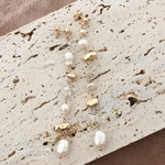  【送料無料】クリスタル×淡水パール×ホワイトトパーズ ラインピアス 