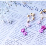 ぷち小花の　桜カラー レザー イヤリング　or 　ピアス　☆