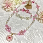 ✨セール✨フラワートップ付き　ピンク　ネックレス　ブレスレット　リング　子供用