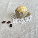 コーヒーカップくまさんのピンクッション