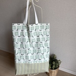 【R様オーダー品】大きな縦長バッグ～北欧スクエアフラワー ミント