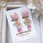 ピンクのハートのイヤリング ピアス