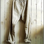 再販　若草亜麻色の麻ストレッチ　微サルエル楽チンペチパンツ　Ｌ～ＬＬ