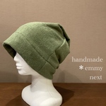 送料無料＊handmade今治産タオルで作った帽子〈オリーブ・タグなし〉かわいい医療用帽子　おしゃれなケア帽子　ケアキャップ　室内用帽子