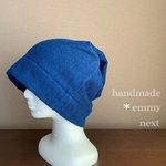 送料無料＊handmade今治産タオルで作った帽子〈ネイビー・タグなし〉かわいい医療用帽子　おしゃれなケア帽子　ケアキャップ　室内用帽子　メンズ